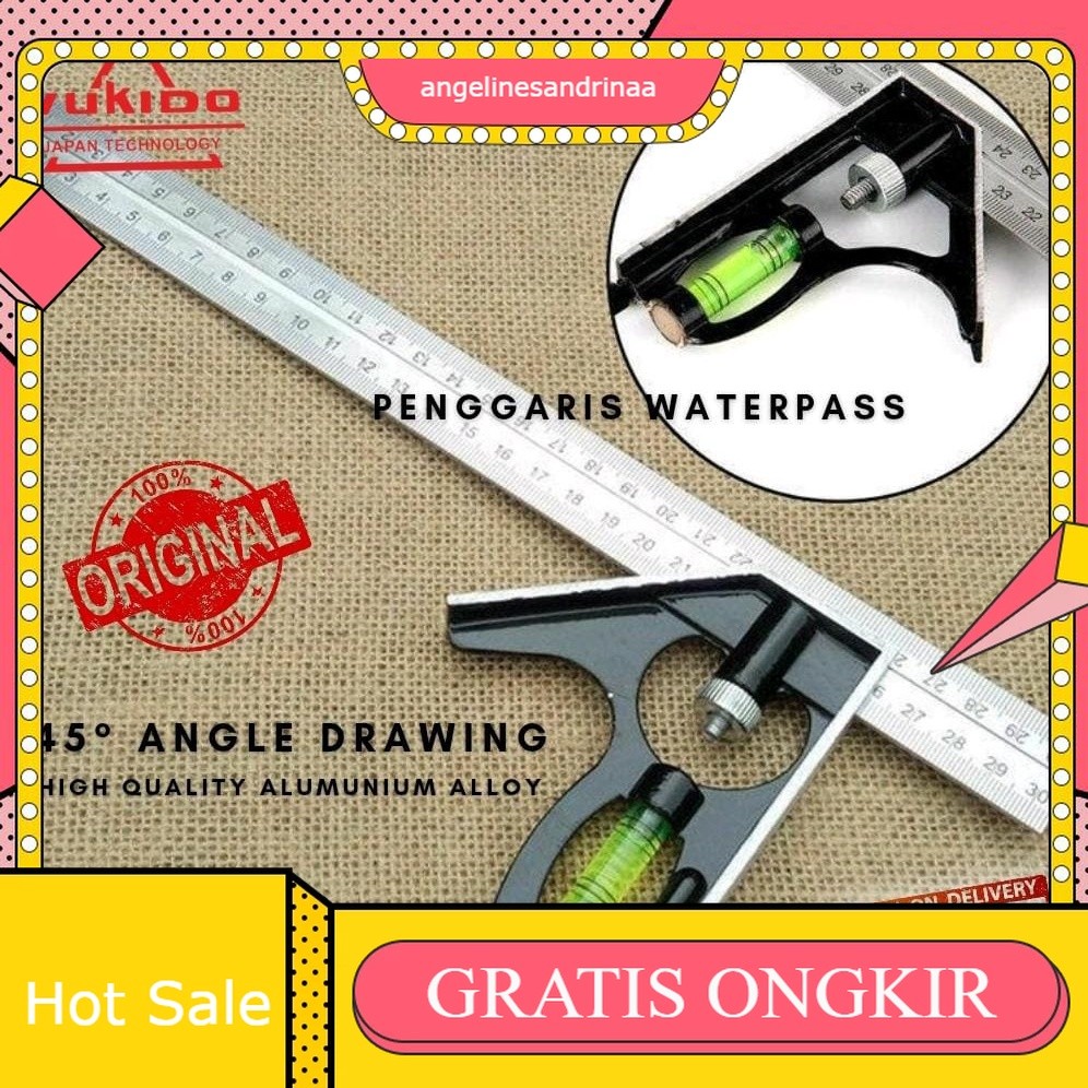 

Penggaris Tukang Siku Mistar Multifungsi ada Waterpass 30CM - Perlengkapan Rumah