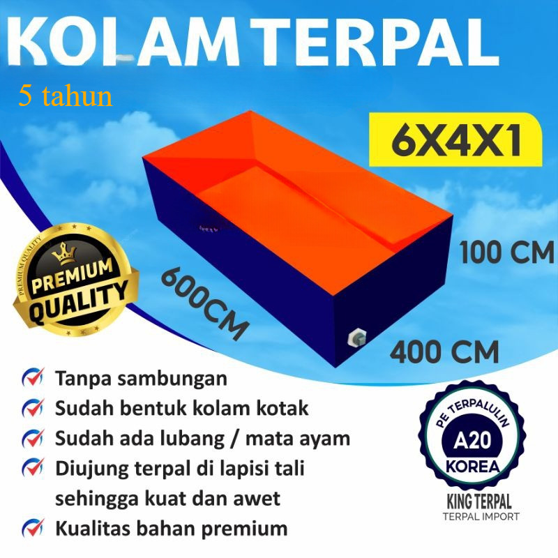 Terpal Kolam Terpal Ikan Kotak Import A20 600x400x100 / 400x600x100 / 4x6x1 / 6x4x1 Kolam Terpal Kot