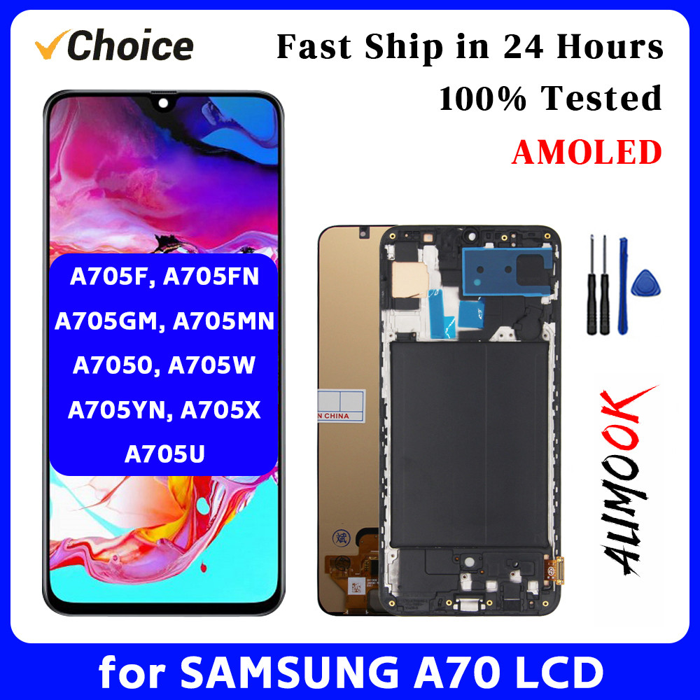 Super AMOLED splay for Samsung A70 LCD Touch Screen giziter Assembly For Samsung A70 A705 With Frame