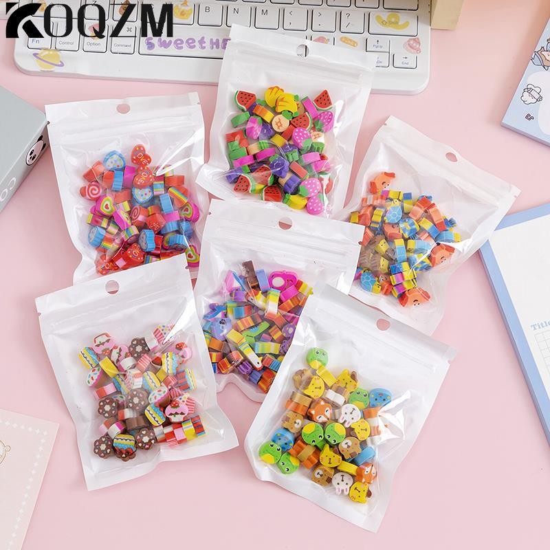 

50pcs/bag Kawaii Eraser Creative Cartoon Mini Pencil Eraser Animal Fruit Eraser Children's School Stationery