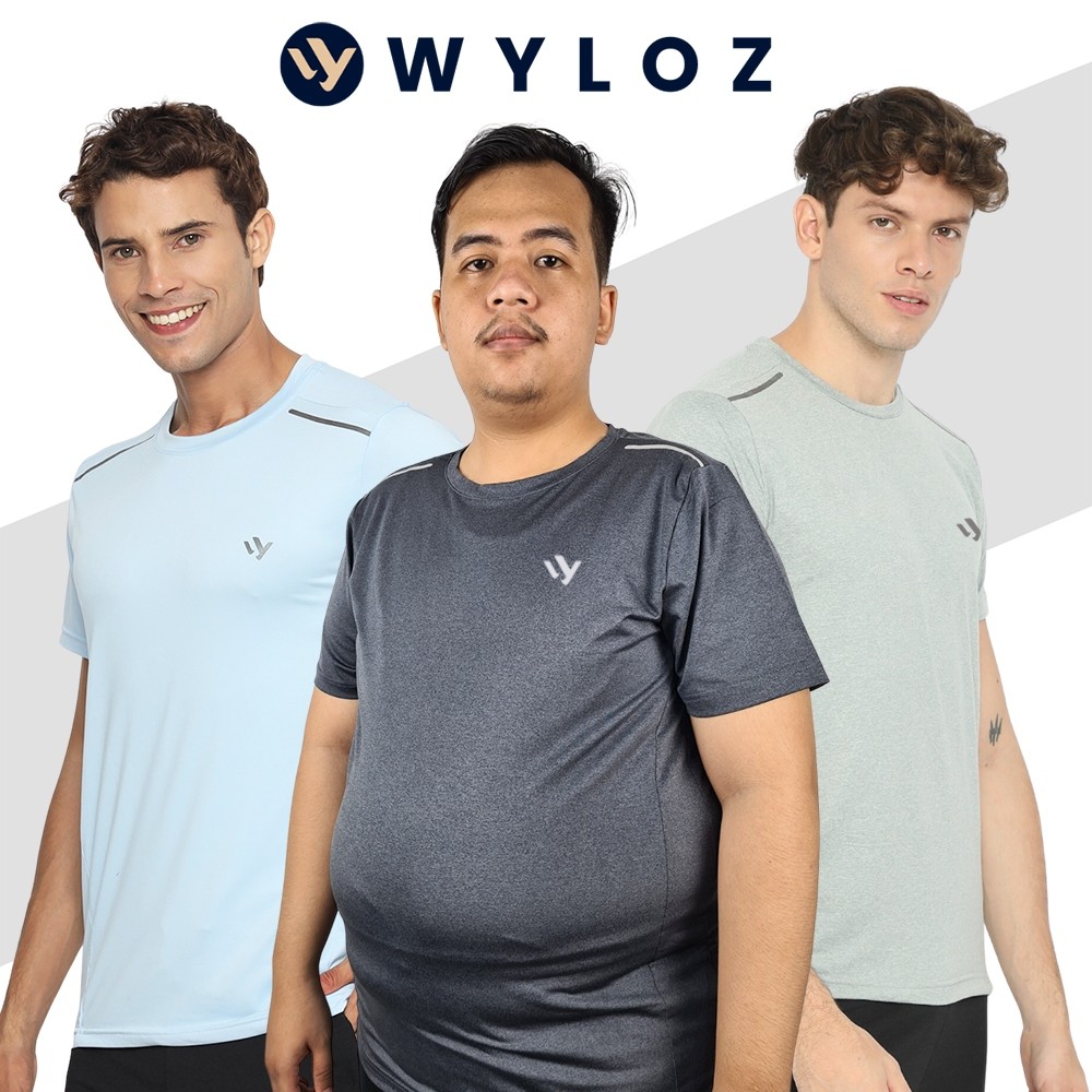 WYLOZ Baju Kaos Olahraga Training Lengan Pendek Pria Gym Fitness Jersey Lari Running Sepeda Bola Fut