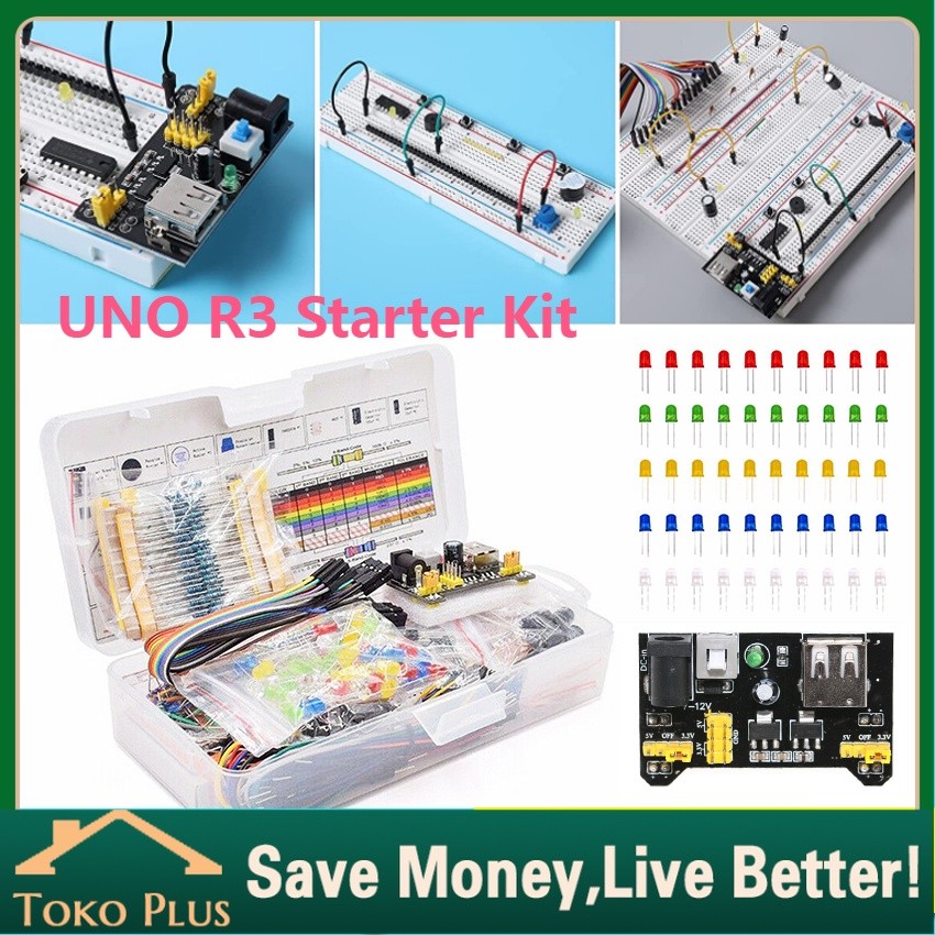 Arduino Uno R3 Starter Kit Paket Lengkap Belajar Compatible Untuk Pemula / arduino Uno r3 kit paket 