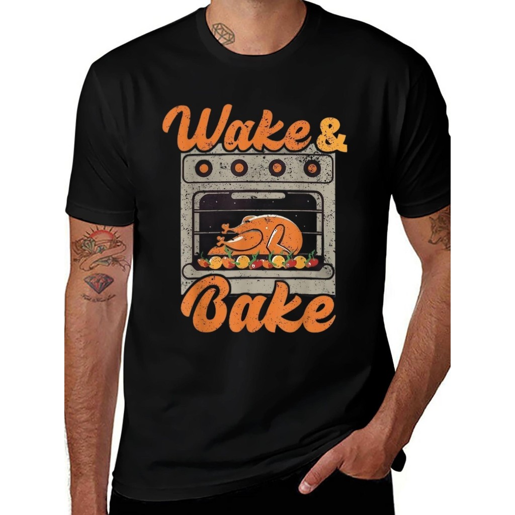 Kaos Lucu Gambar Kalkun Koki untuk Thanksgiving - Kaos Katun Tebal, Unisex, Lengan Pendek, Hadiah un