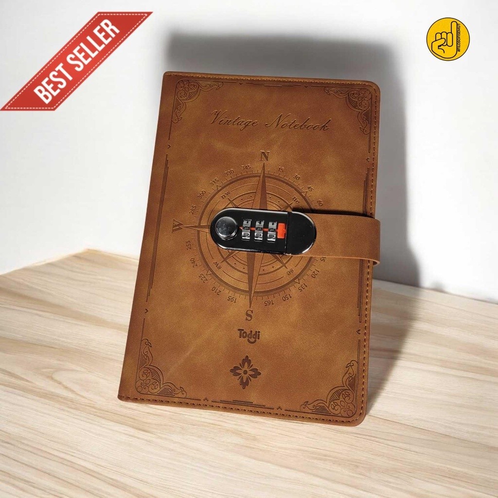 

baldan Toddi Buku Jurnal Leather Diary 200 Halaman Grid A5 with Lock - TD22 good quality