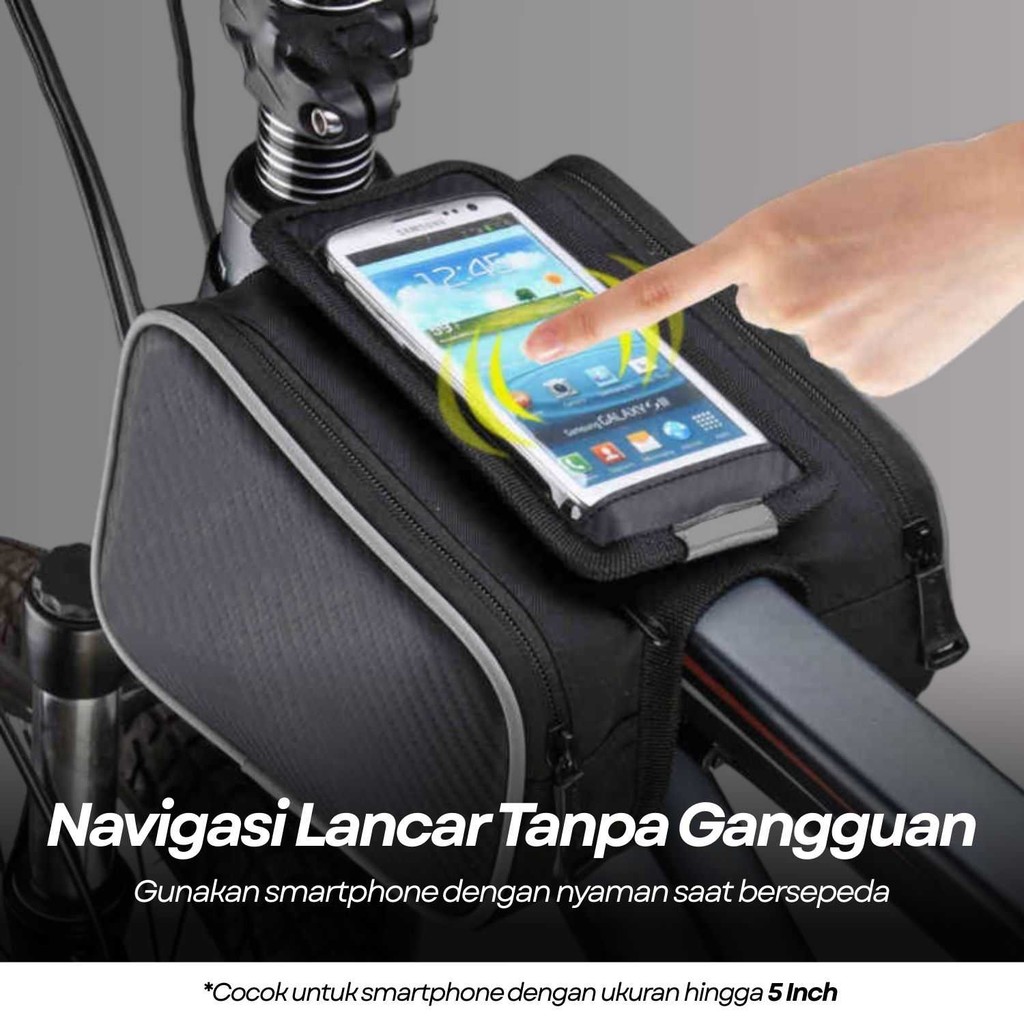 COD Tas Depan Sepeda Gowes Touring Gunung Roadbike MTB Lipat Lengkap Dengan Holder HP Besar Waterpro