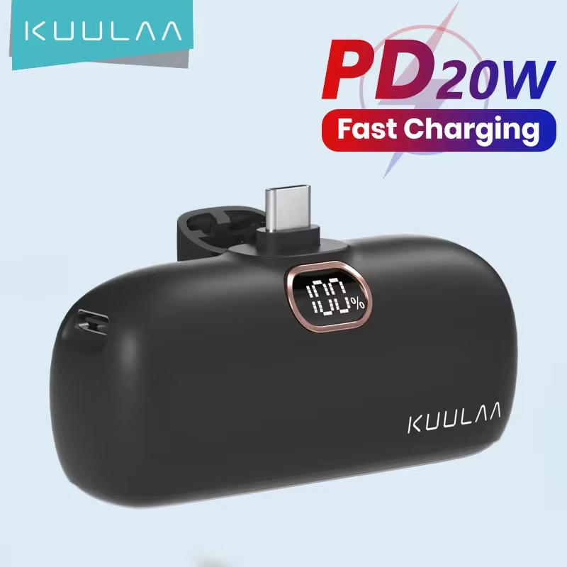 KUULAA Mini Power Bank 5000mAh Portable Charger PowerBank QC PD Fast Charging External Battery For i