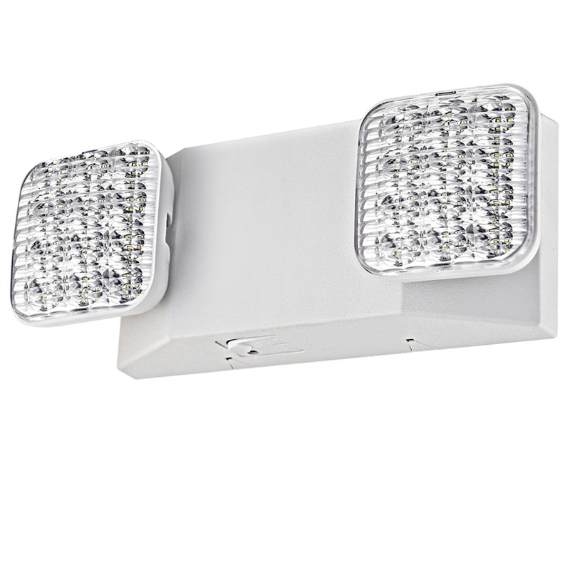 LED Emergency Lighting With Battery Backup, Two Square Adjustable Heads, 90 Minute Emergency Duratio