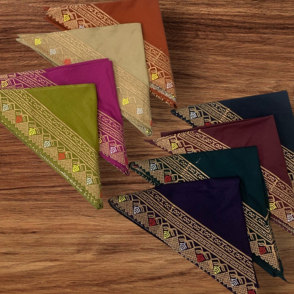 $% Udeng R3 Lembaran Segitiga Katun Warna Bordir Semi Songket $%$