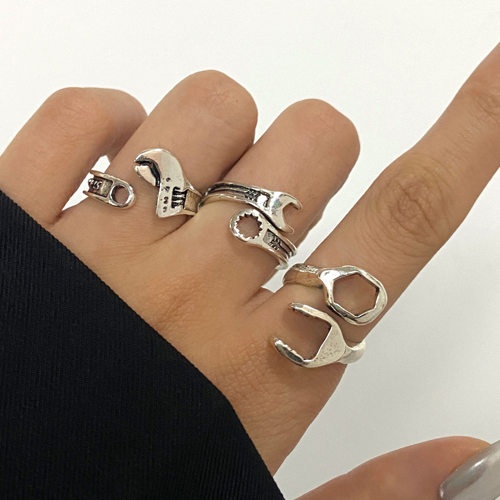 Kepribadian Hip Hop Cincin Berlebihan Wanita Cincin Terbuka Wrench Pliers Alat Cincin Pria