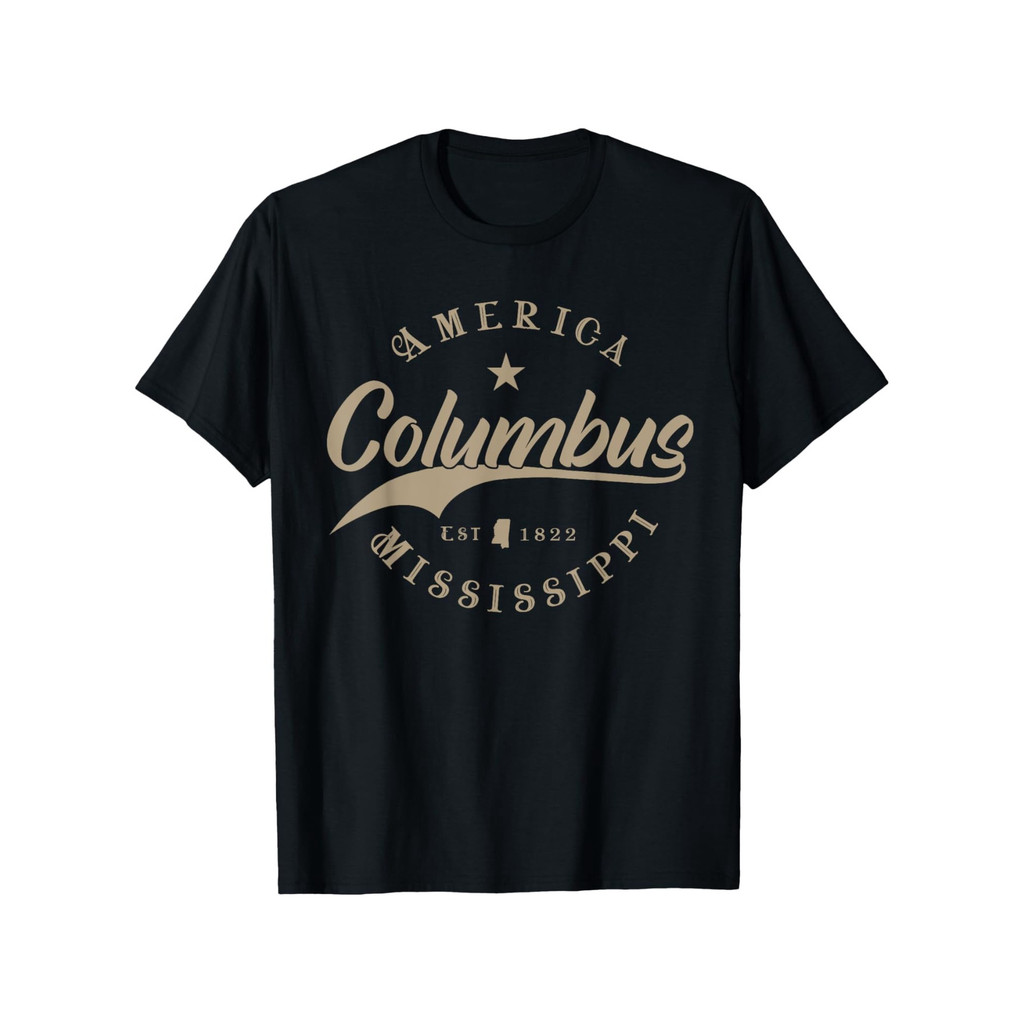 Kaos Pria Columbus Mississippi - Katun 100%, Kaos Keren, Ukuran S-XXXL, Kaos Vintage