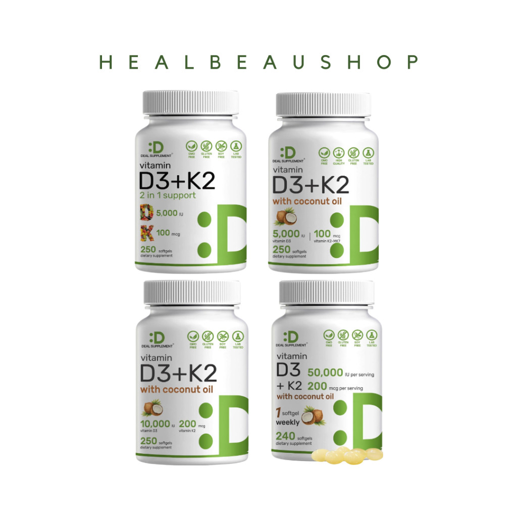 Deal D3 5000iu | 10.000iu | 50.000iu & K2 100mcg | 200mcg (MK-7) 250softgel