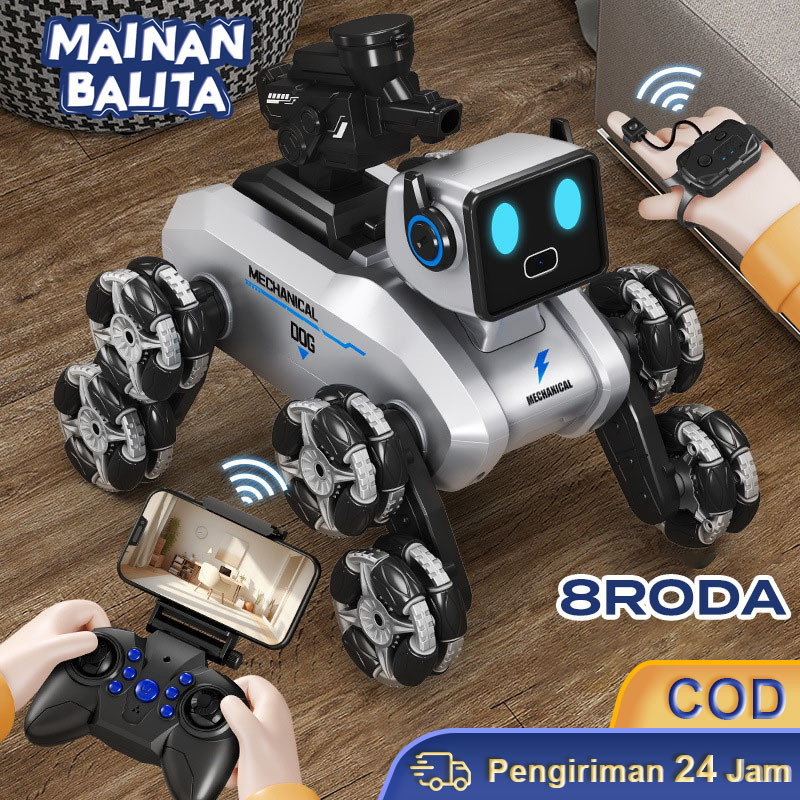 RC Smart Dog Robot Musik 360° Stunt Gesture Mainan Anjing Pintar Musik RC 2 Mode Remote Mainan anak-
