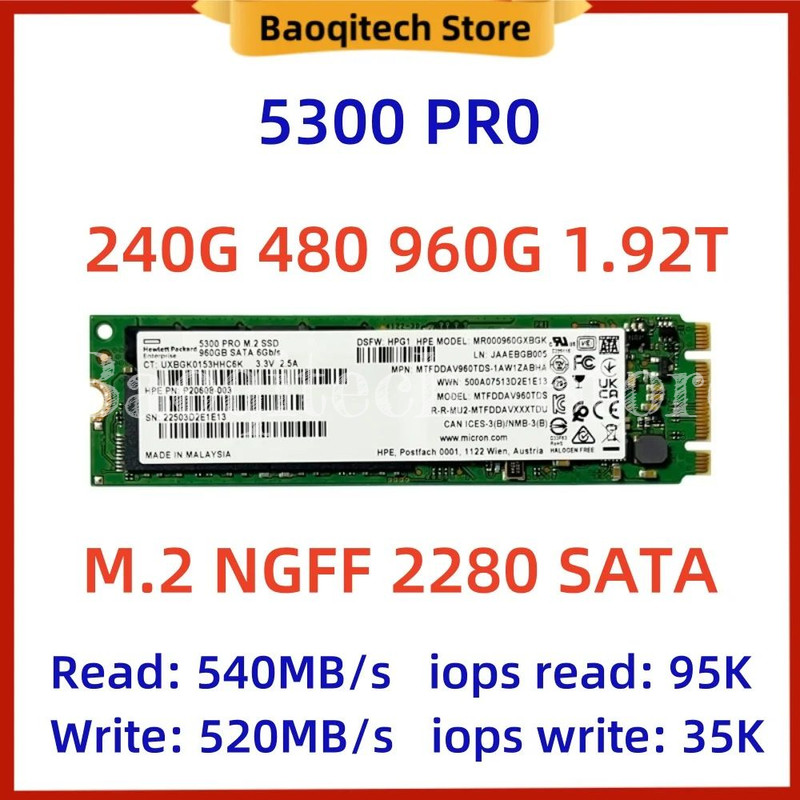 5300 PRO New Original for Micron SSD 5300 BOOT 240G 480G 960G 1.92T M.2 NGFF  SATS 2280 Enterprise l