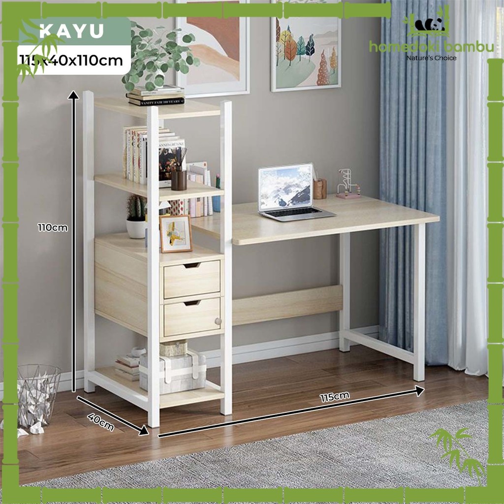 Homedoki Bambu - Meja Komputer Minimalis/Meja belajar/Meja kerja/ Meja Gaming/Meja Kantor