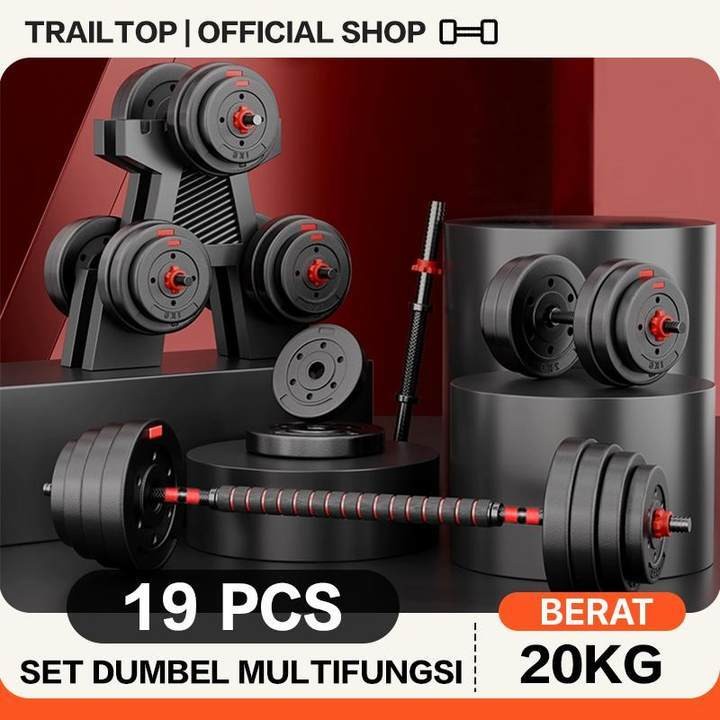 TrailTop Barbel Set Lengkap 20KG 40KG Dumbbell Anti Selip Home Gym Alat Fitness Beban
