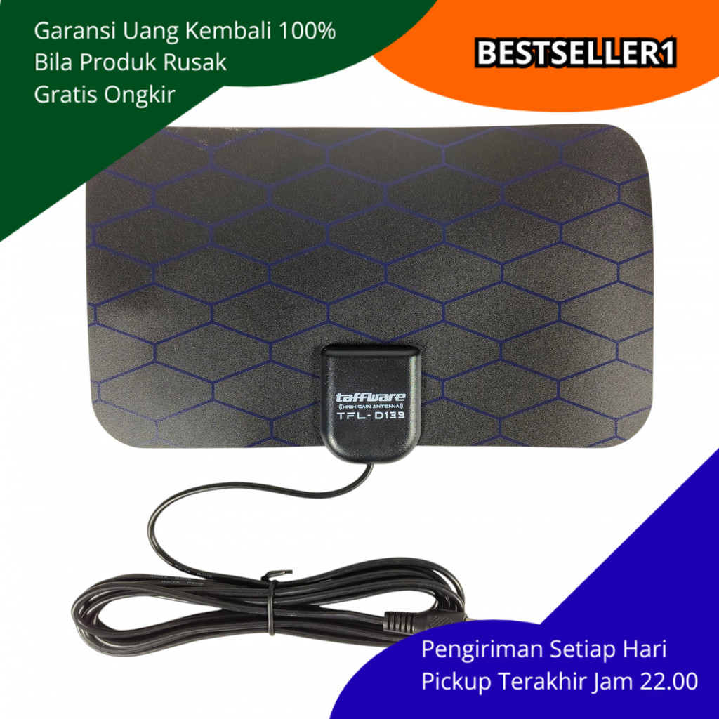 Antena TV Digital DVB-T2 Indoor 25dB Super Slim – Mudah Dipasang Tempel Dinding Tanpa Tiang, Kabel P