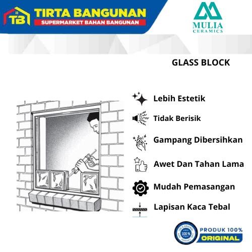 MULIA 95050 NET 19 X 19 X 9.5 CM GLASS BLOCK / BALOK KACA  / GLASS BOX / KACA - TANPA PACKING KAYU
