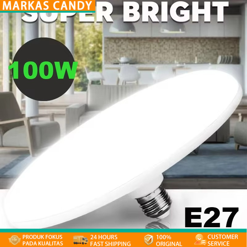 220V E27 Lampu LED Super Terang 20W 30W 40W 60W 100W UFO Lampu LED Lampu Meja Penerangan Putih Hanga