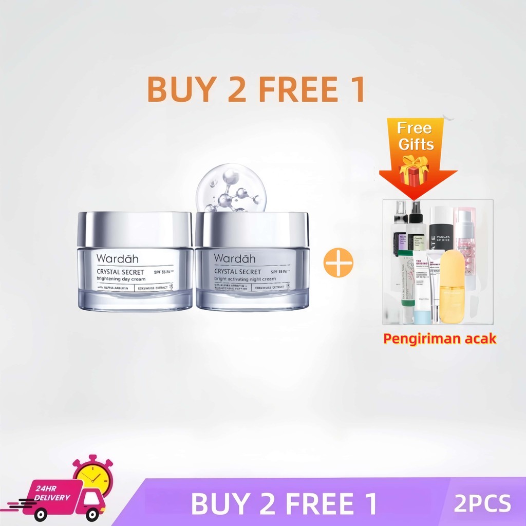 【COD&Ready】Wardah Crystal Secret Day Cream/Day Gel/Night Cream 30 gr | White Secret NEW Set Perawata