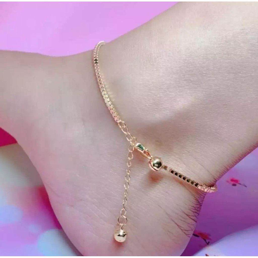 Gelang Kaki Emas Asli 5gram Kadar 875 Model Milano Ada Surat