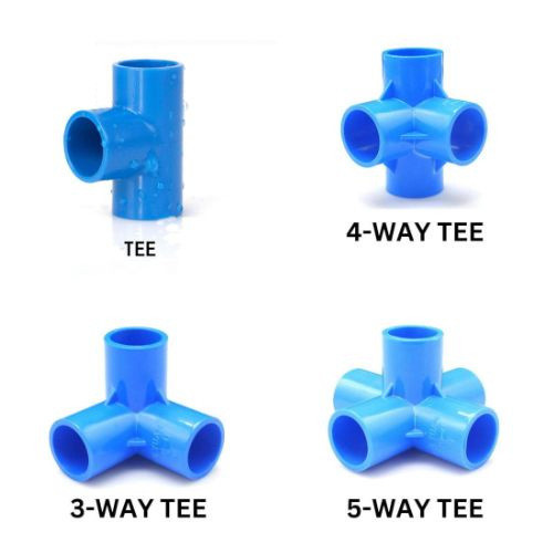 Tee 1/2" Inch Pvc Tee Pipa Tee Elbow 90° 1/2 Inch 3 Way Side Tee 4 Way Tee Aw 1/2 Inch Tee Elbow 4 S