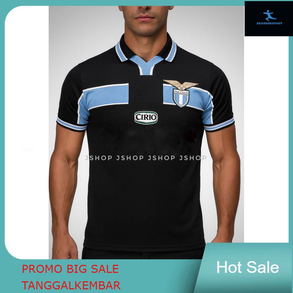 BAJU BOLA JERSEY LAZIO BLACK RETRO LAZIO 1998 1999 JERSEY BOLA BAJU JERSEY RETRO LAZIO 1998 1999