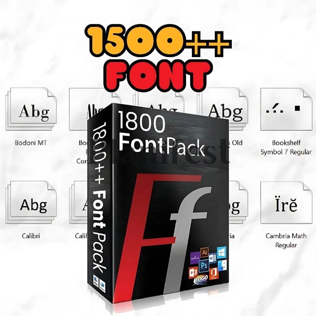 1500+ Font Bundle Pack | TTF OTF EOT | Paket Lengkap Font Desain Siap Pakai untuk semua aplikasi