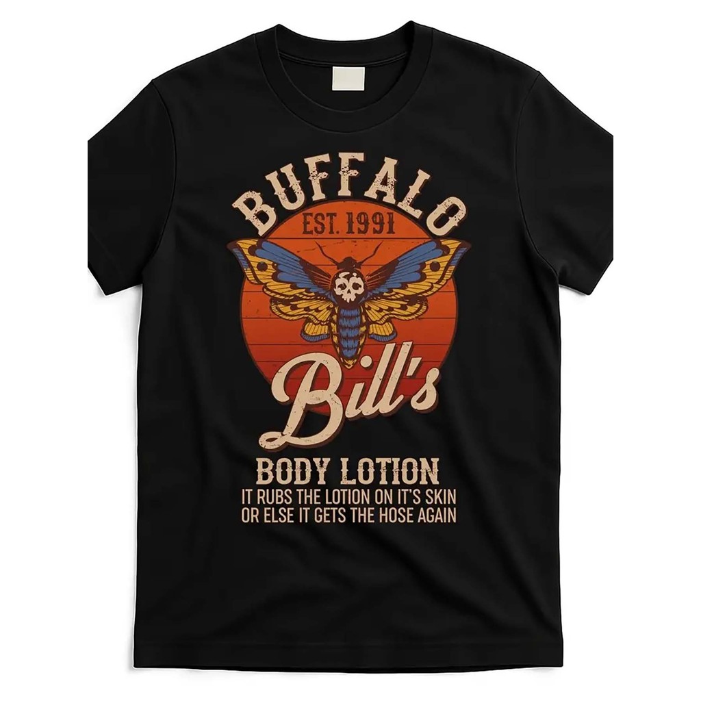 Kaos Lotion Tubuh Buffalo Bill - Kaos Film Horor Vintage Hitam, Kaos Kutipan Lucu Retro "Lotion Tubu