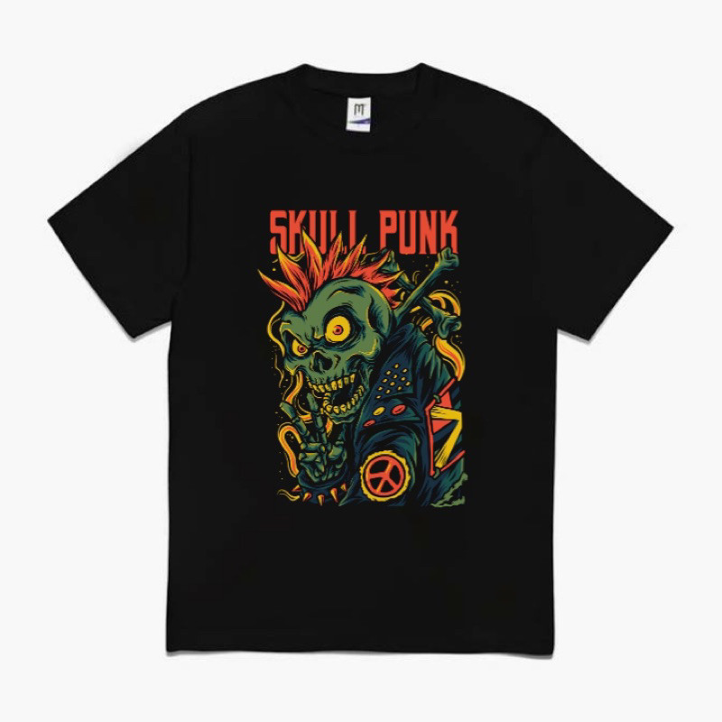 Skull Punk | Tshirt Black - Metal Punk Kaos Metal Kaos Band Punk Hardcore Musik