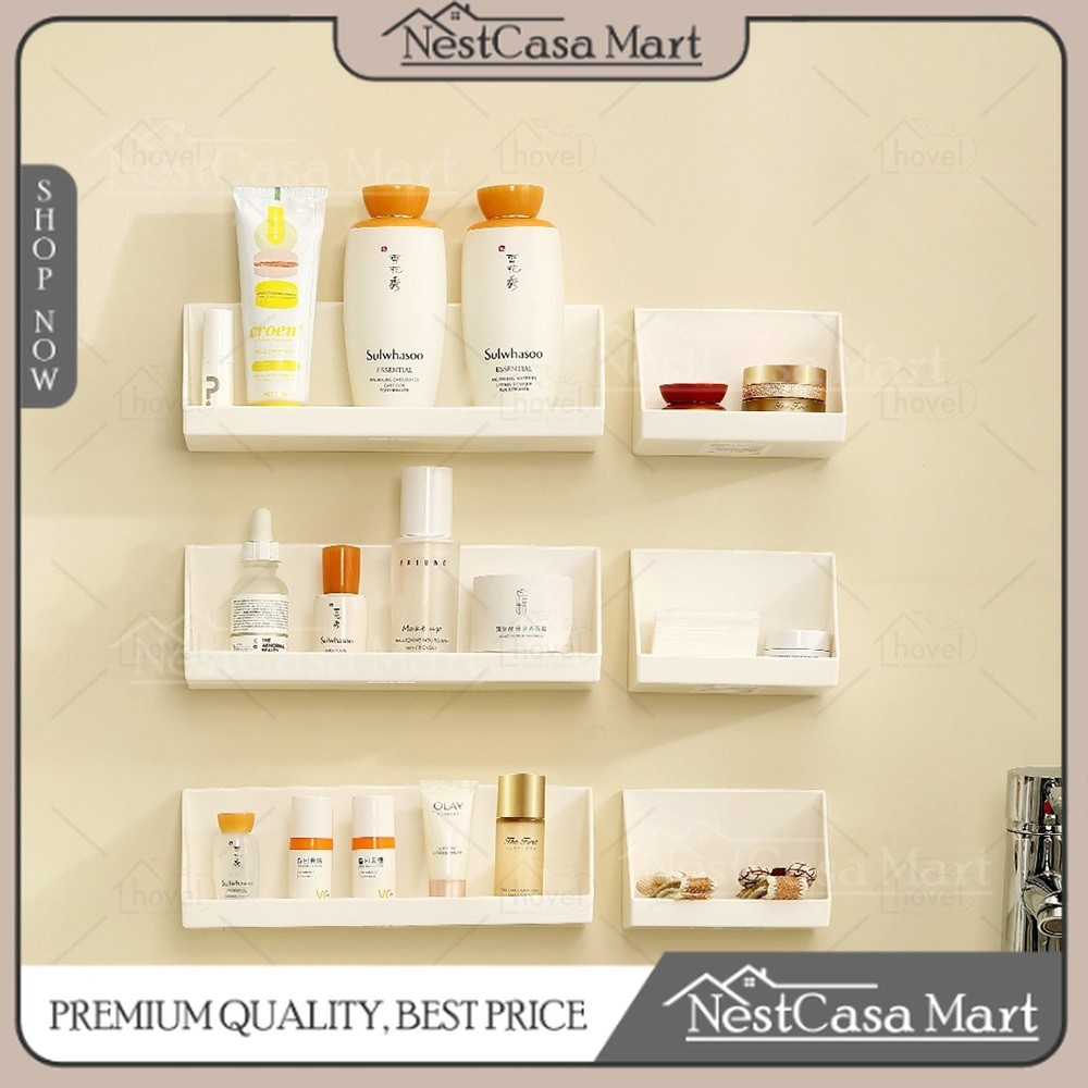 Tempat Kosmetik Gantung Rak Skincare Dinding Tempel Minimalis Aesthetic Multifungsi - NestCasa Mart