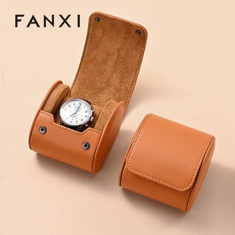 Fanxi 1/2/3-Slot Watch Storage Roll Portable Leather Watch Display Box Watch Travel Bag With Pillow 