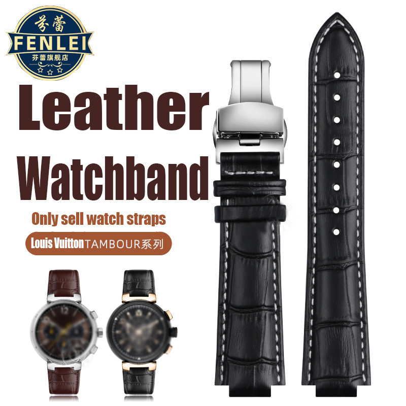 Genuine Leather Wat Strap For L-ouis Vuitton LV Tambour Q1121 Q114k Convex Wat Band Male 12mm 10mm M