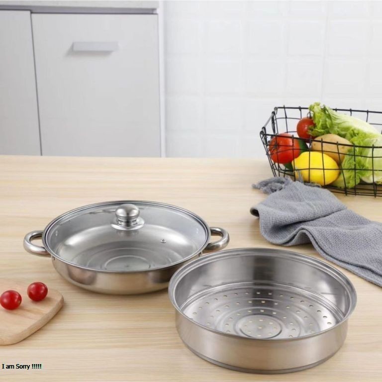 PANCI KUKUS 2 SUSUN panci dandang kukus rebus merebus mengukus tutup kaca double stainless stainles 