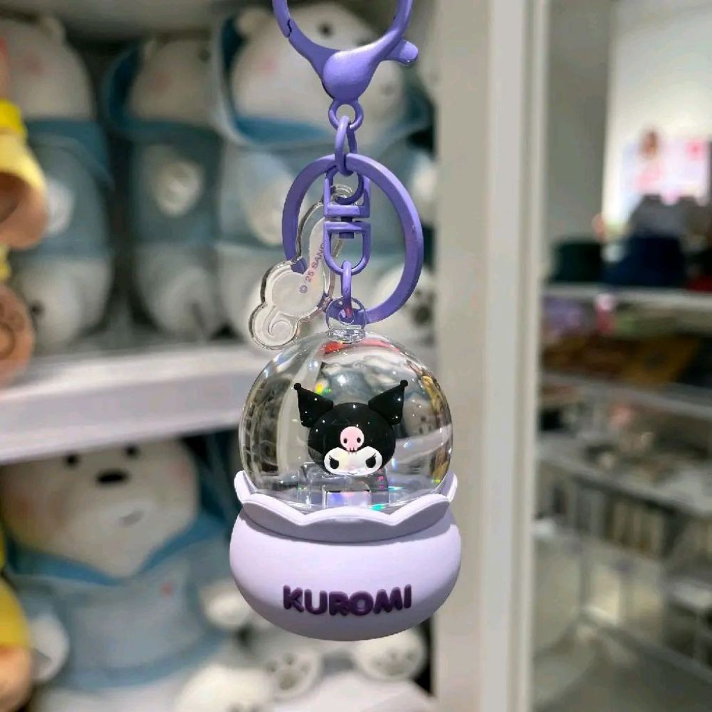 MINISO Kuromi & Cinnamoroll  Crystal Ball Liquid Keychain GANTUNGAN KUNCI AKSESORIS