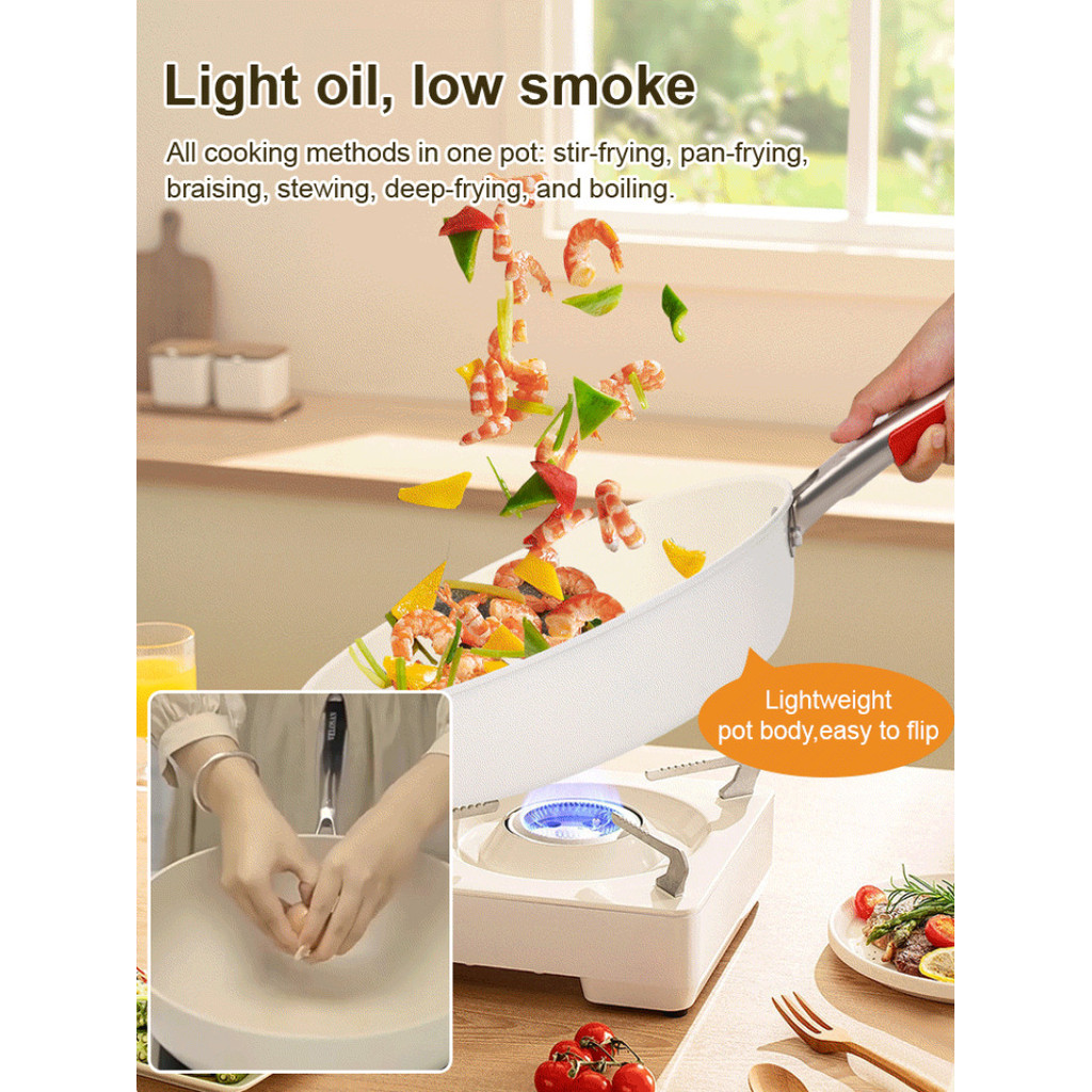 Small white pan fine iron multifunctional frying pan household kitchen frying pan nonstick pan House
