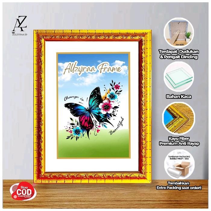 Bingkai Kaca Simpel 5R / 13x18 cm Frame Foto Minimalis Ukir pigura figura Murah Tersedia Harga Grosi