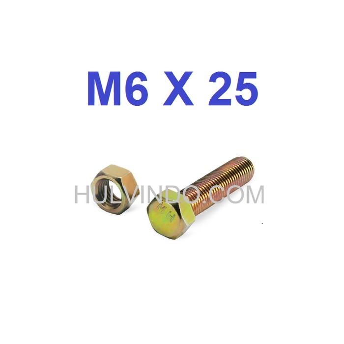 BAUT MUR HEX KUNING KUNCI 10 M6 X 25