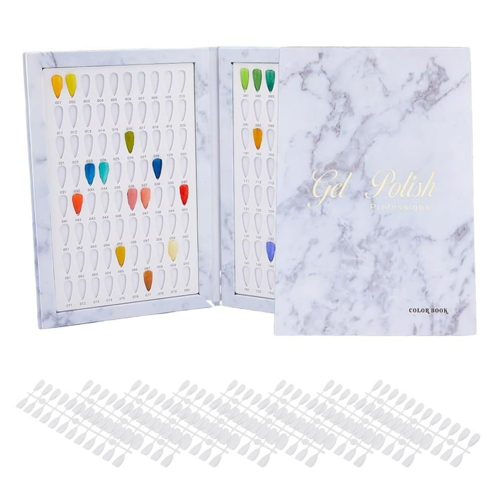 Nail Color Display Book with 240PCS Nail Tips Nail Gel Polish Nail Polish Sample Book with Replaceme