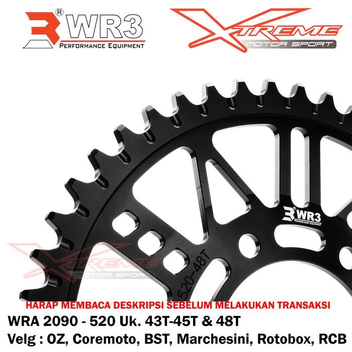 Gear Belakang WR3 WRA 2090 - 520 ZX25R For Velg Racing OZ Marcehsini Rotobox RCB - Hitam, 43 by Insp