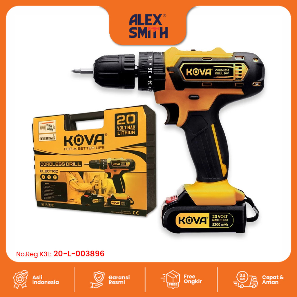 Kova 20V Cordless Drill Bor Listrik Tembok