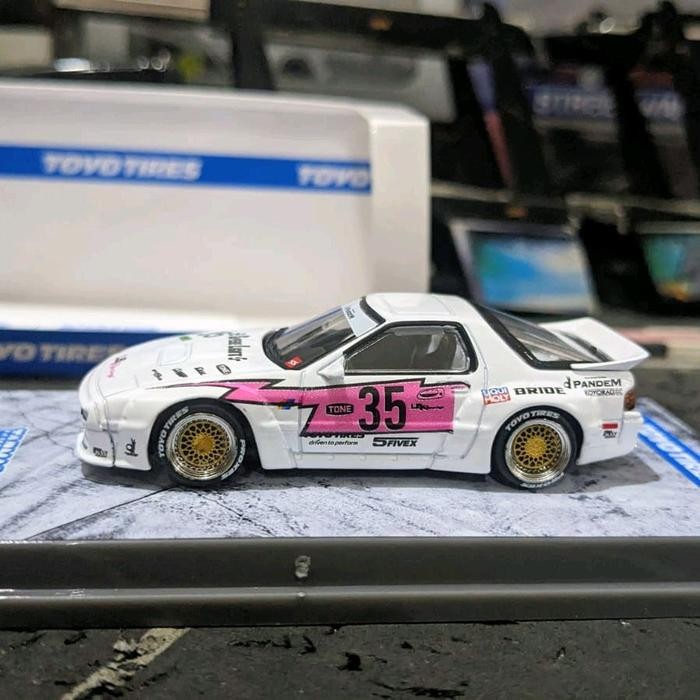 Diecast Tarmac Pandem Mazda RX7 RX 7 FC3S White Custom decal TKsb99