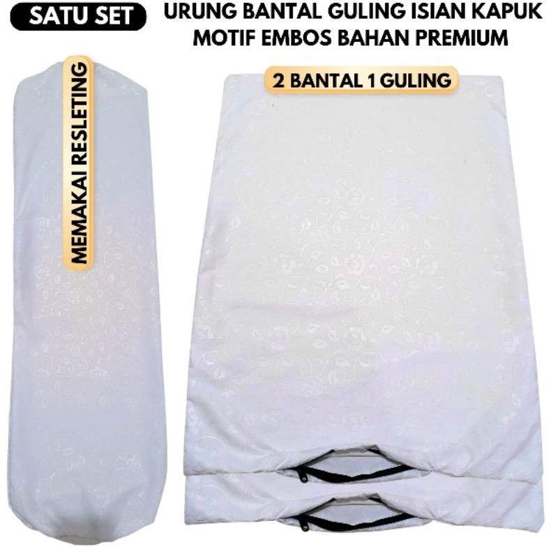 URUNG BANTAL Isian Kapuk Satu Set 2 Bantal 1 Guling
