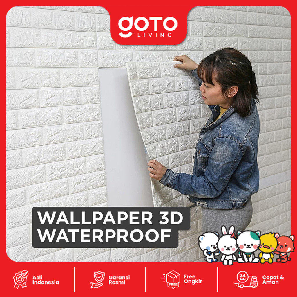 Goto Brick Wallpaper Sticker Dekorasi Dinding Foam Batu Bata 3D