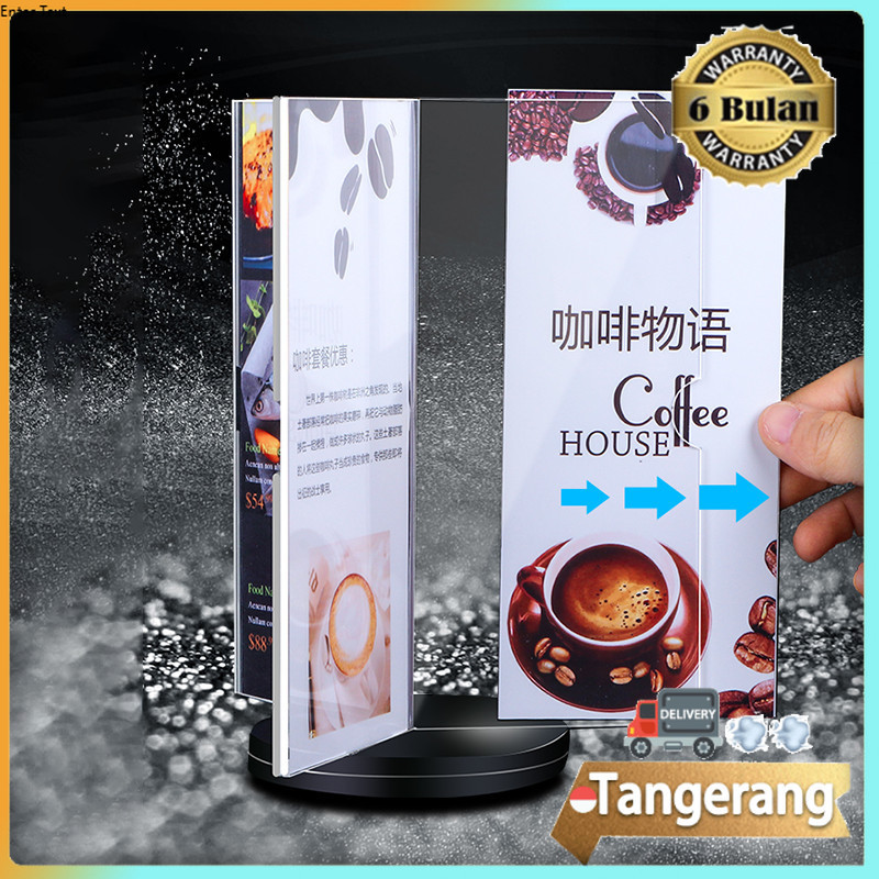 Akrilik Display Putar / Stand Brosur Meja Putar 6 Sisi / Akrilik Menu Stand Putar