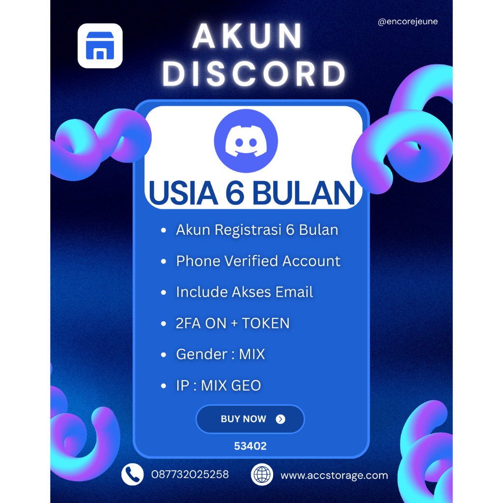 Akun Discord | Usia 6 Bulan | Include Akses Email | PVA | 2FA | Token