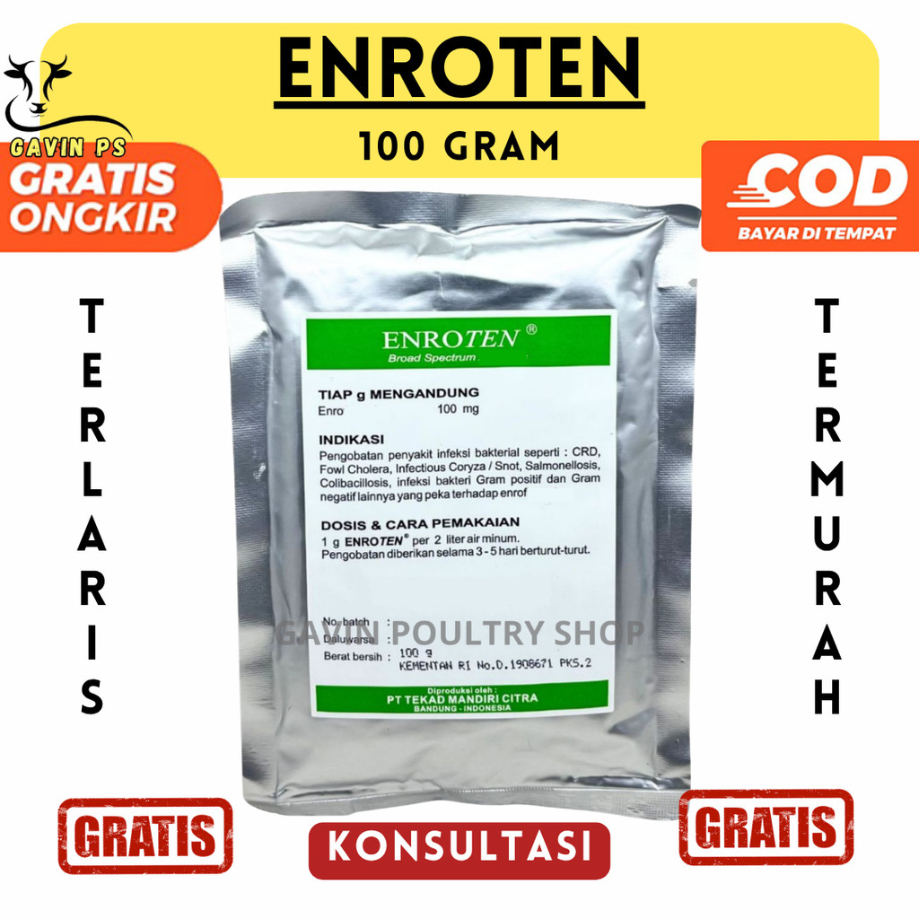 ENROTEN 100 gram - Obat Pernafasan Hewan