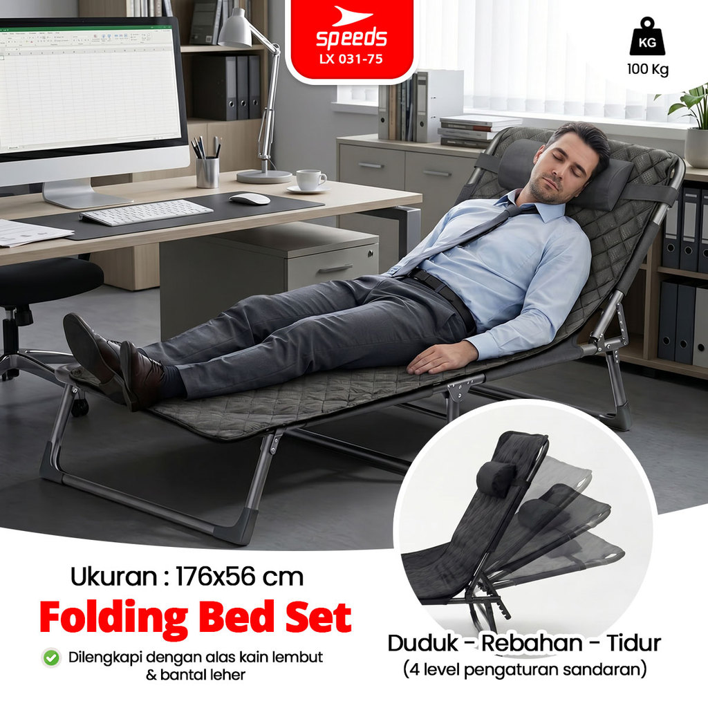 CALARY Folding Bed Kursi Lipat Velbed Kursi Malas Tempat Tidur Lipat Kursi Ranjang 031-75