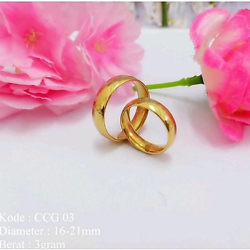 CINCIN PRIA WANITA TITANIUM GOLD ANTI KARAT, CINCIN TITANIUM GOLD PRIA WANITA