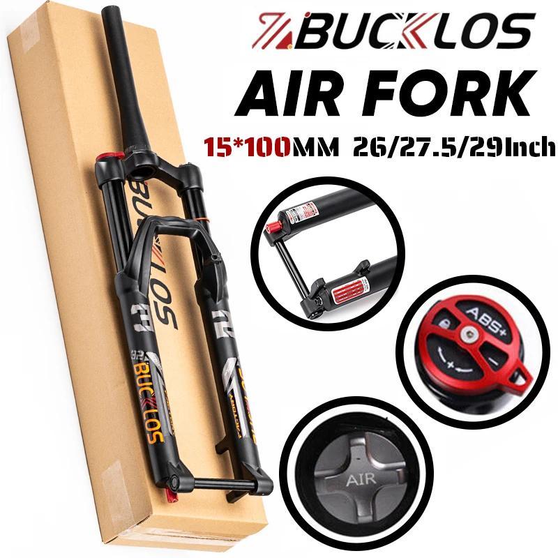 Bis BUCKLOS Mountain Bike Air Fork 15*100mm Thru Axle MTB Air Fork 26 27.5 29Inch Air Suspension For
