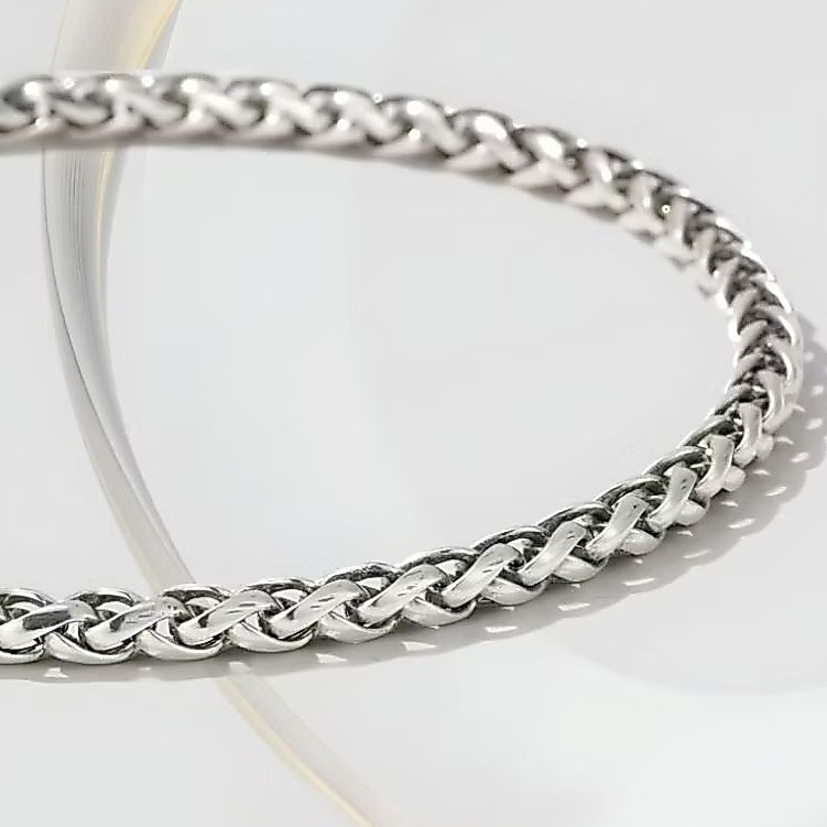 CUCI GUDANG GANANGAN - GELANG RANTAI TITANIUM MODEL TULANG NAGA KECIL SILVER HITAM PRIA WANITA